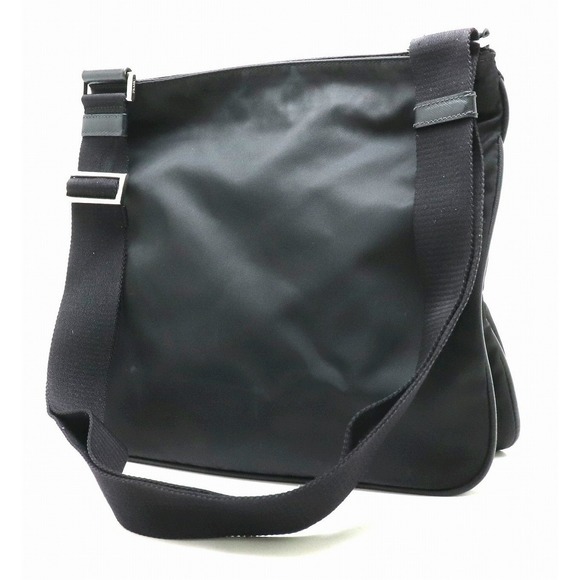 Prada Nero Shoulder Nylon Bag Leather Diagonal - Picture 1 of 9